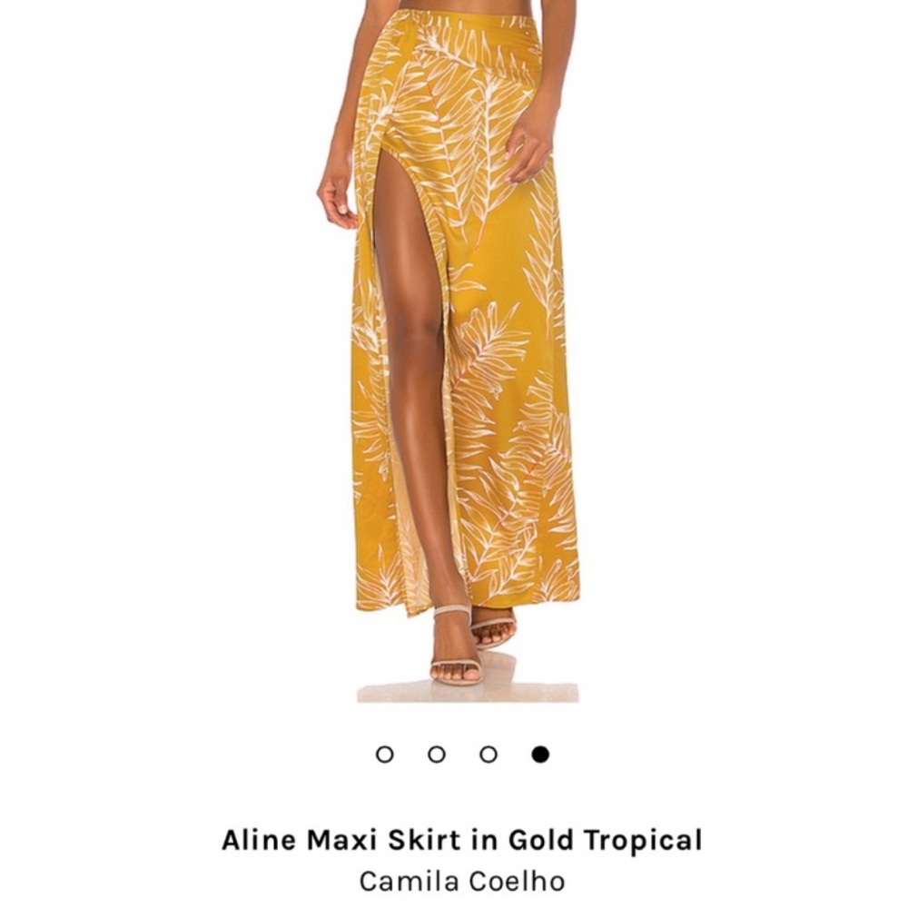 Camila Coelho Aline Maxi Skirt in Gold Tropical